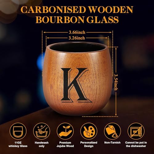 Birthday Gifts for Men, Initial Whiskey Glasses Personalized Gifts for Men - Image 2