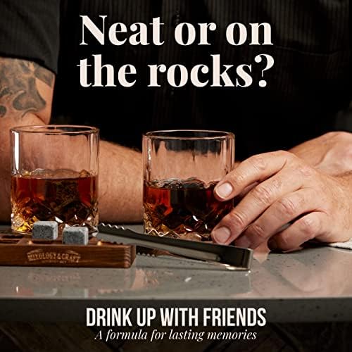 Mixology & Craft Premium Whiskey Set | Two 10oz Cystal Old-Fashioned Glasses, 8 Granite Chilling Stones, Metal Tongs, Recipe Cards in Rustic Wooden Crate Gift Set | Jameson Whiskey - Image 6
