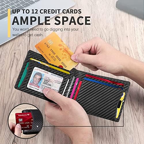 RUNBOX AirTag-Wallet-Mens-Slim-RFID Blocking Wallets Leather with Bill Compartment Air Tag Bifold Card Holder Wallet Gifts for Men Dad - Image 4