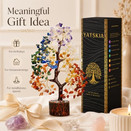 YATSKIA 7 Chakra Tree of Life - Crystals and Healing Stones | Birthday Gifts for Women| Crystal Tree for Positive Energy | Home & Office Decor | Gifts for Mom - Image 2