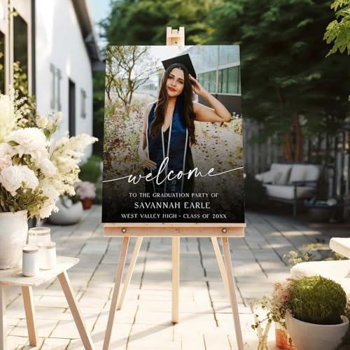 Personalized Wildflower Graduation Party Welcome Sign with Photo, Grad Sign, Graduation Decorations Party, Class of 2026 Welcome Poster, Senior Party Sign, Graduation Celebration Sign#14 - Image 2