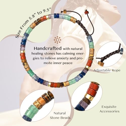 Inspirational Christmas Bracelet Gifts for Women: Healing Natural Stone Bracelet - Thinking of You Get Well Soon Birthday Gifts for Friend Sister Bestie BFF - Image 3