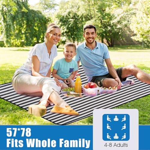 Picnic Blankets Outdoor Extra Large - Waterproof Picnic Blanket with Carry Strap | Machine Washable Picnic Mat with Sandproof Backing for Park,Grass,Hiking,Travel,Concerts,Indoor(Aegean Blue) - Image 2