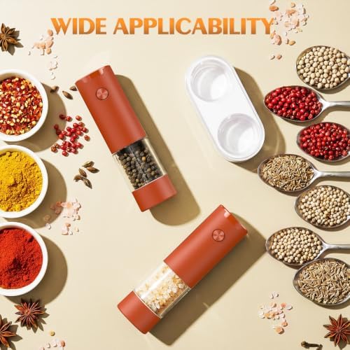 Electric Salt and Pepper Grinder Set Automatic Battery Pepper Mill Shakers Adjustable Coarseness Upgraded Larger Capacity with Led Home and Kitchen Appliances(Wine Red) - Image 5
