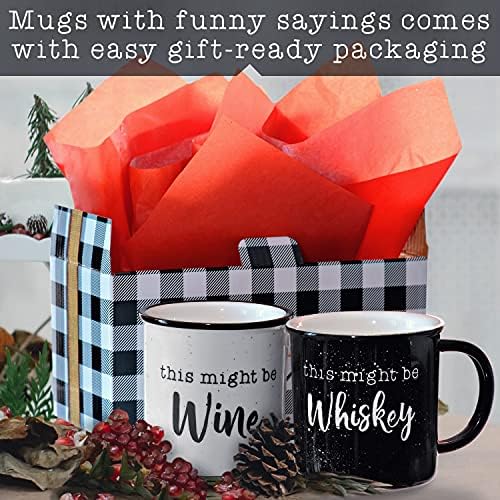 This Might Be Whiskey This Might Be Wine Mug Set of 2, 11 Ounce Couple Mug - Image 2