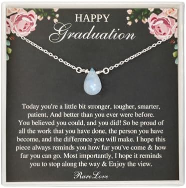 RareLove 2026 College Graduation Gifts Sterling Silver Moonstone Necklace for Women by RareLove