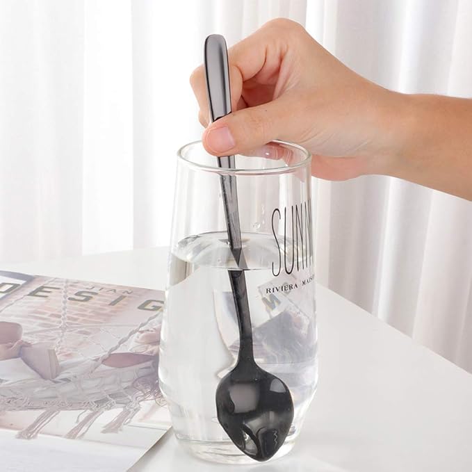 Buyer Star Long Handle Iced Tea Spoons Set of 6, 8 inch 18/10 Coffee Spoon Sets for Mixing, Cocktail Stirring, Tea, Coffee, Milkshake, Cold Drink