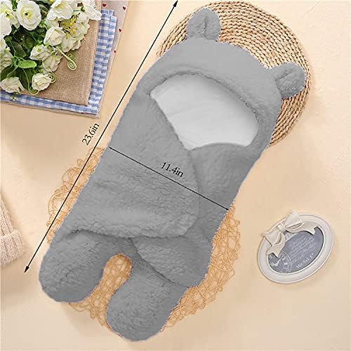Nunibum Baby Swaddle Blanket Boys Girls Cute Bear Plush Essential Receiving Blanket Ultra-Soft Newborn Registry Sleeping Wraps for Infant 0-6 Months - Grey - Image 2