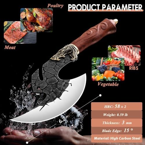 ROCOCO Viking Cleaver Knife Birthday - Kitchen Axe & Sheath Father Gift Men - Image 5