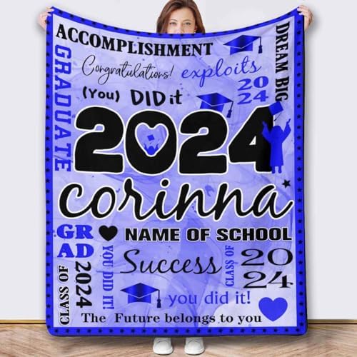 Personalized Graduation 2024 Blanket Custom Picture Blankets Congratulations Gift Custom Picture Blankets Photo Blankets Using My Own Photos Graduation Gift Set 32x48inch - Image 2