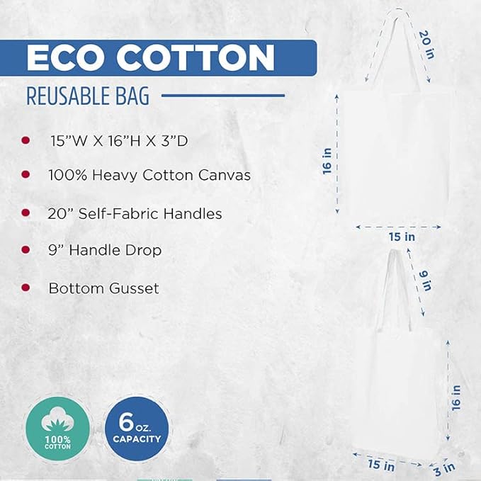 shop4ever Personalized Custom Design Your Own Eco Cotton Tote Reusable Shopping Bag Customizable Gift