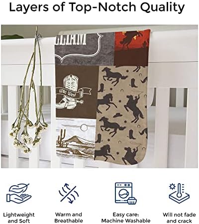 MDPrints Custom Baby Blankets for Boys, Customized Baby Boy Gifts with Name, Personalized Baby Blankets, Soft Plush Fleece (Cowboy HA06A) - Image 4