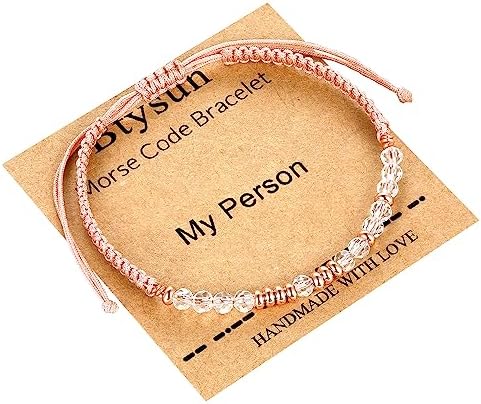 Morse Code Bracelets for Women Mothers Day Gifts 2026 Graduation Gifts Mom Birthday Gift Pink Braided Bracelets Teen Trendy Stuff Inspirational Best Friend Birthday Gifts for Daughter Girlfriend Christmas Stocking Stuffers Jewelry by BTYSUN