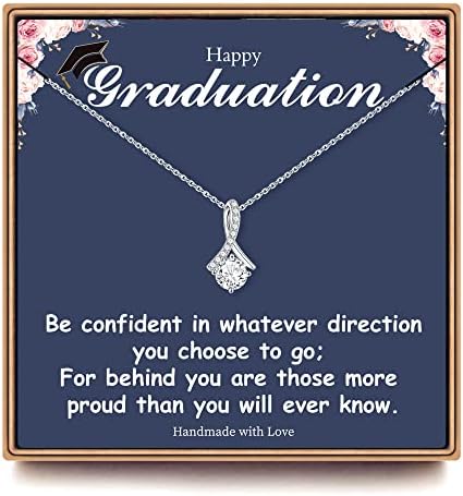 2026 Graduation Gifts for Her - Class of 2026 White Gold Plated Graduation Necklace, College School Graduation Necklace Gifts for Her Women by PAERAPAK