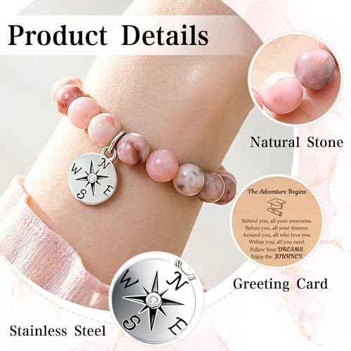 Parma77 2026 Graduation Gifts for Her, High School College Graduation Gifts for Women, Inspirational Compass/Heart Graduation Bracelets with Gift Message Card for Women Daughter Sister Friends - Image 3