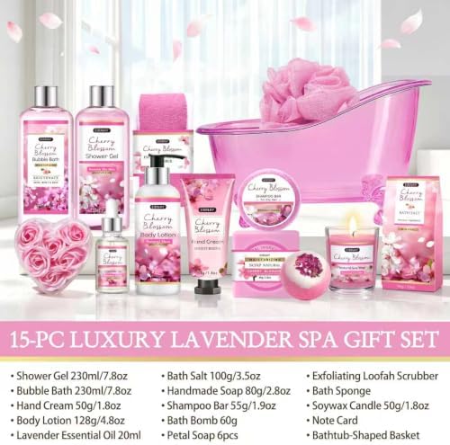 Gifts For Women - 15 PCS Cherry Blossom Birthday Gift Basket for Women - Image 2