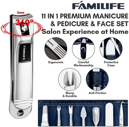 FAMILIFE Stainless Steel Manicure Set 11-in-1 Professional Nail Clipper Kit - Image 3