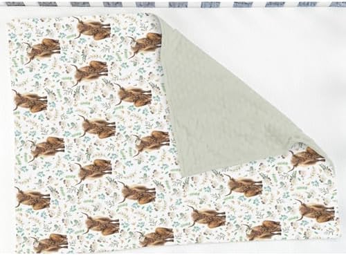 Boho Floral Highland Cow Baby Blankets for Girl Boy Watercolor Cows Yak Cattle Wildflower Soft Mink Dotted Backing Double Layer Swaddle Blanket for Toddler Nursery Spring Farm Animal Bed Blanket 30x40 - Image 3