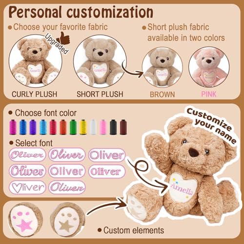 Personalized Bear Plush with Embroidery Name - Plush Stuffed Animal Toys - Image 4