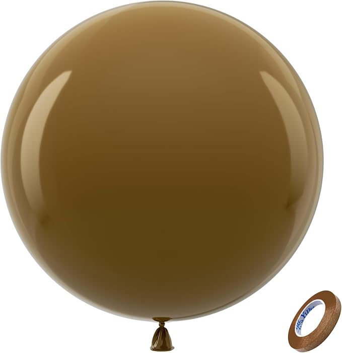 Bezente Brown Giant Balloons 36 Inch - 8 Pack Jumbo Coffee Brown Balloons Large Round Brown Latex Balloons for Birthday Bridal Shower Wedding Anniversary Party Decorations