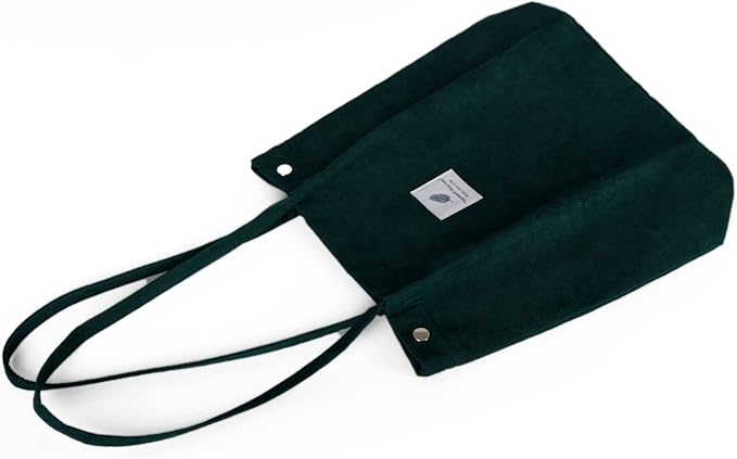Corduroy Tote Bag Cute Tote Bags for Women Shoulder Bag with Inner Pocket for Work Beach Travel and Shopping Grocery