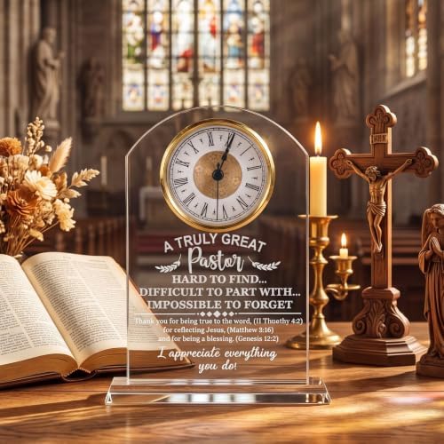 Landical Pastor Appreciation Gift for Men Acrylic Clock Pastor Christian - Image 4