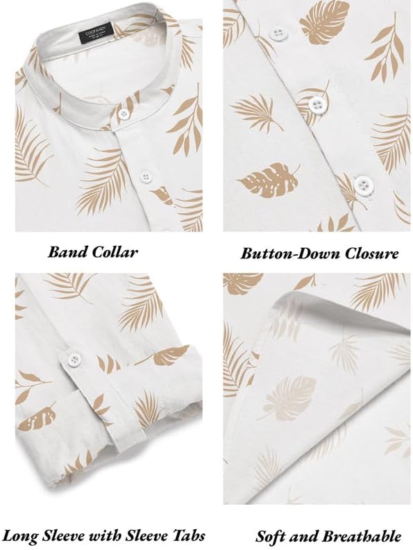 COOFANDY Men’s 2 Piece Cotton Linen Set Casual Beach Outfits Long Sleeve - Image 4