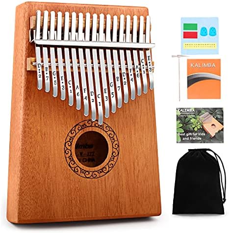 Kalimba Thumb Piano, YUNDIE Portable 17 Keys Mbira Finger Piano with Tune Hammer and Instruction,Musical Instruments Birthday Gift for Adult Beginners Professional(Brown) by YUNDIE