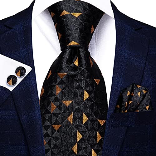Hi-Tie Lot 5 Pcs Gift Box Mens Tie Set Necktie with Pocket Square Cufflinks Silk Neck Tie Collection - Image 4