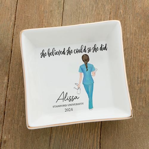 Sweetee Personalized Jewelry dish graduation gifts for her 2025, nurse graduation gifts for women,she believed she could so she did 1 - Image 3