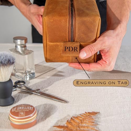 Personalized Handcrafted Leather Toiletry Bag for Men, Custom Shaving, Travel Dopp Kit, Grandpa, Dad, Husband, Father, Him, Boyfriend, Groomsmen, Birthday, Wedding, Graduation, Retirement Gifts - Image 5