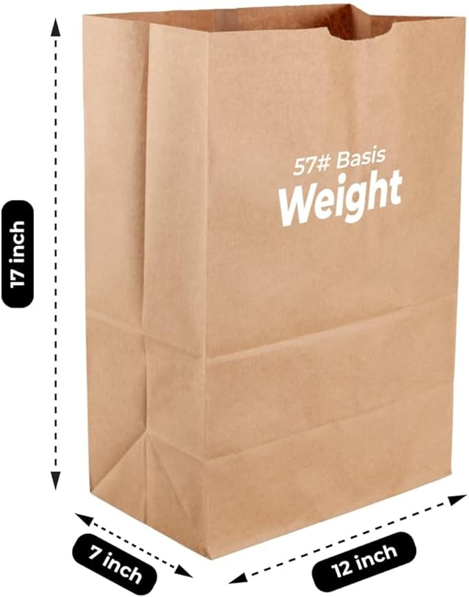 Heavy Duty 57 Lb Large Brown Paper Bag – 50 Count, Eco-Friendly Shopping Bags, Great for Grocery, Retail, and More – Strong, Durable, and Reusable