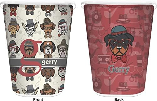 RNK Shops Personalized Hipster Dogs Waste Basket - Double Sided (White) - Image 2