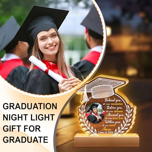 Hyturtle Personalized Graduation Night Light - Custom Photo Light Up Acrylic Plaque Lamp for Women - Inspirational Senior 2026 Graduation Gifts Her Him - College Grad Gifts - Graduation Gifts - Image 3