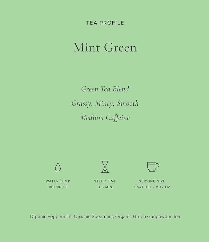 Art of Tea | Organic Mint Green Tea | 50 Count Pyramid Tea Bag Sachets | Spearmint Tea | Organic Peppermint Tea bags