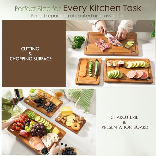 Astercook Deep-Carbonized Bamboo Cutting Boards for Kitchen - Image 4