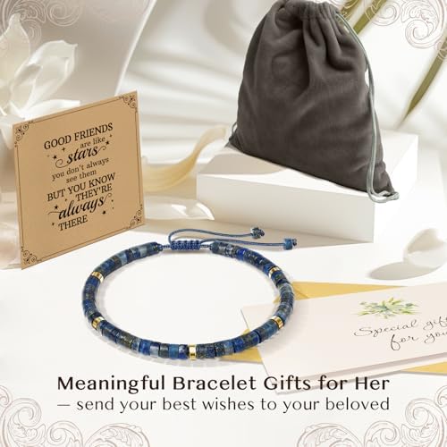 Inspirational Christmas Bracelet Gifts for Women: Healing Natural Stone Bracelet - Thinking of You Get Well Soon Birthday Gifts for Friend Sister Bestie BFF - Image 5