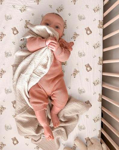Muslin Bassinet Sheets 2 Pack, 33" x 17", (Teddy & Friends) - Image 5