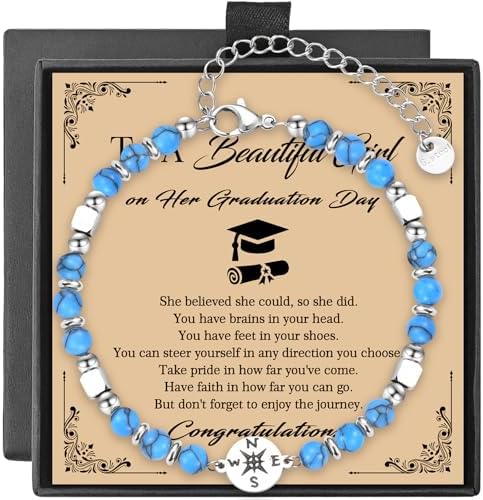 2026 Graduation Gift for Her,Graduation Inspirational Compass Bracelets by Unknown