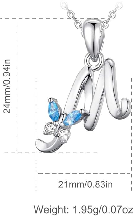EUDORA Sterling Silver Butterfly Initial Necklaces for Women, Elegant Letter Neckles Personalized Gift for Mother, Sister, Daughter, 18 inch Chai