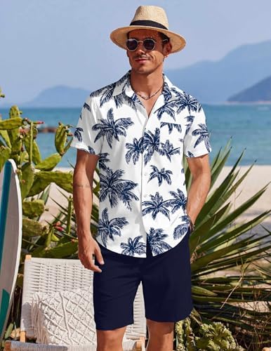 COOFANDY Men's Hawaiian 2 Piece Outfits Floral Button Down Shirt and Shorts Vacation Outfits Summer Beach Matching Set - Image 4