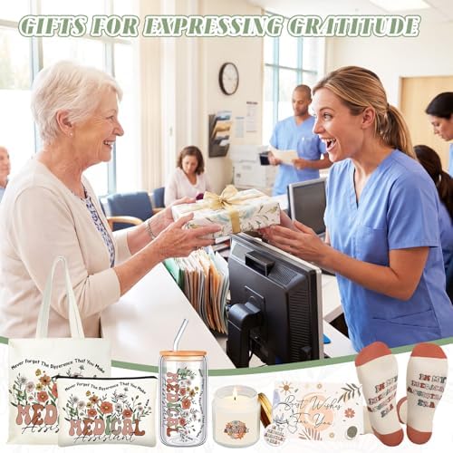Funnymoom 6 Pcs Medical Assistant Gifts for Women Thank You Appreciation Birthday Gifts Set for Medical Assistant Worker with 17 oz Glass Cup Canvas Tote Makeup Bag - Image 5