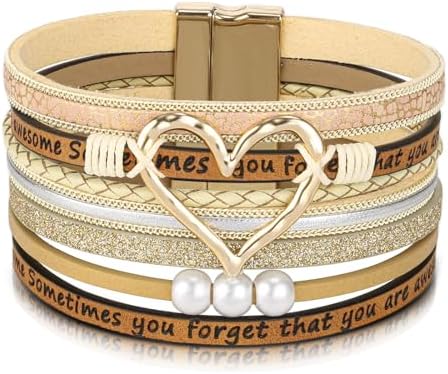 Desimtion Leather Wrap Bracelets for Women, Hidden Inspirational Message by DESIMTION