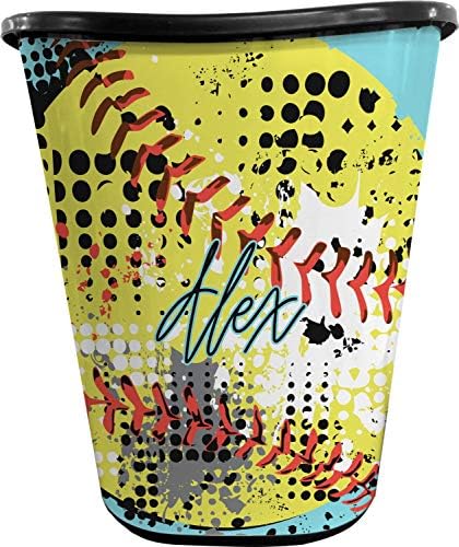 YouCustomizeIt Personalized Softball Waste Basket - Double Sided (Black) by YouCustomizeIt