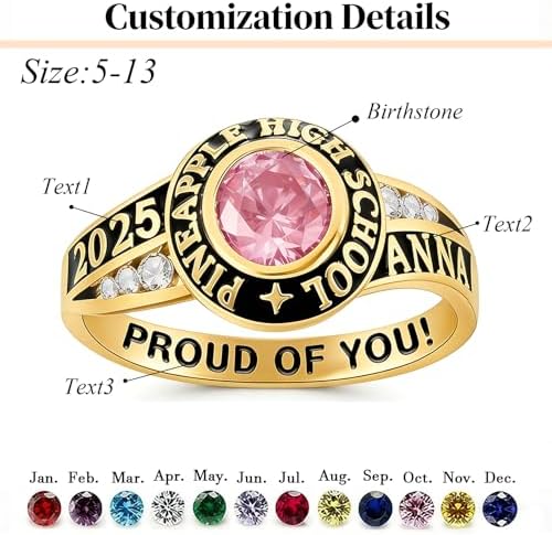 925 Sterling Silver 2026 Class Rings for women Men, Custom College High School Graduation Rings for Men 2026, Graduation Gifts for Her Him - Image 3