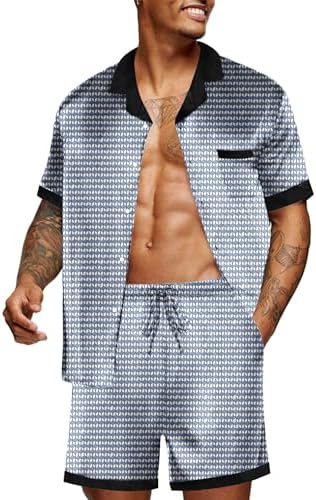Ekouaer Men Silk Pajamas Set 2 Pieces Satin Pj Button Down Loungewear Sets by EKOUAER