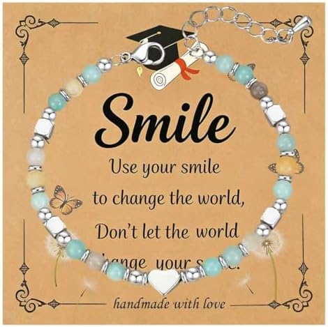 Graduation Gifts， Class of 2026 Natural Gemstone Graduation Bracelet for Her - Gift for Middle School, High School & College Women Graduates by Unknown