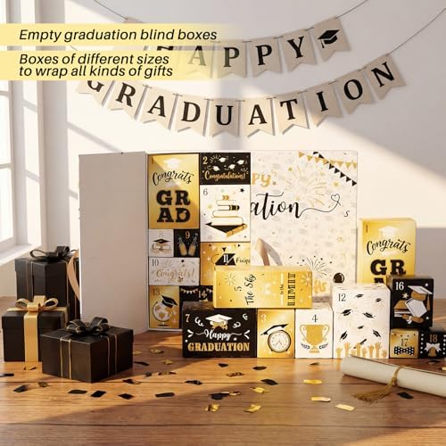 Graduation Advent Calendar 2026 Grad Empty Gift Box, Black Gold - Image 6