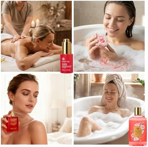 Gifts for Women, 32 Pcs Rose Spa Gifts Basket, Hydrating Face Skin Care Set - Image 4