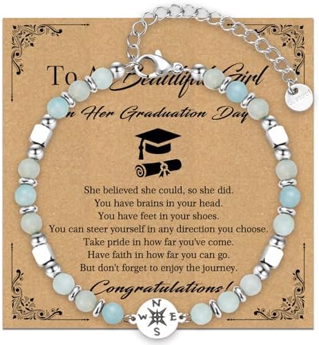 2026 Graduation Gift for Her,Graduation Inspirational Compass Bracelets by Unknown